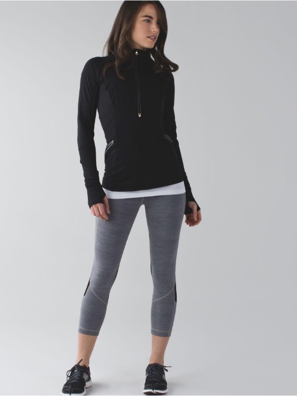 Lululemon Pace Rival Crop Leggings Black White Manifesto Print Size 6 EUC